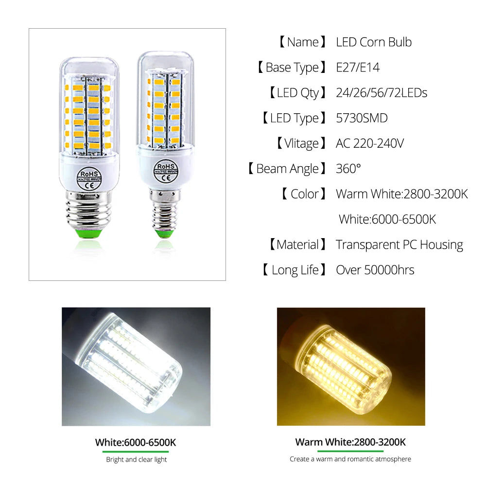 Bombilla LED de Maíz E27/E14 para el Hogar