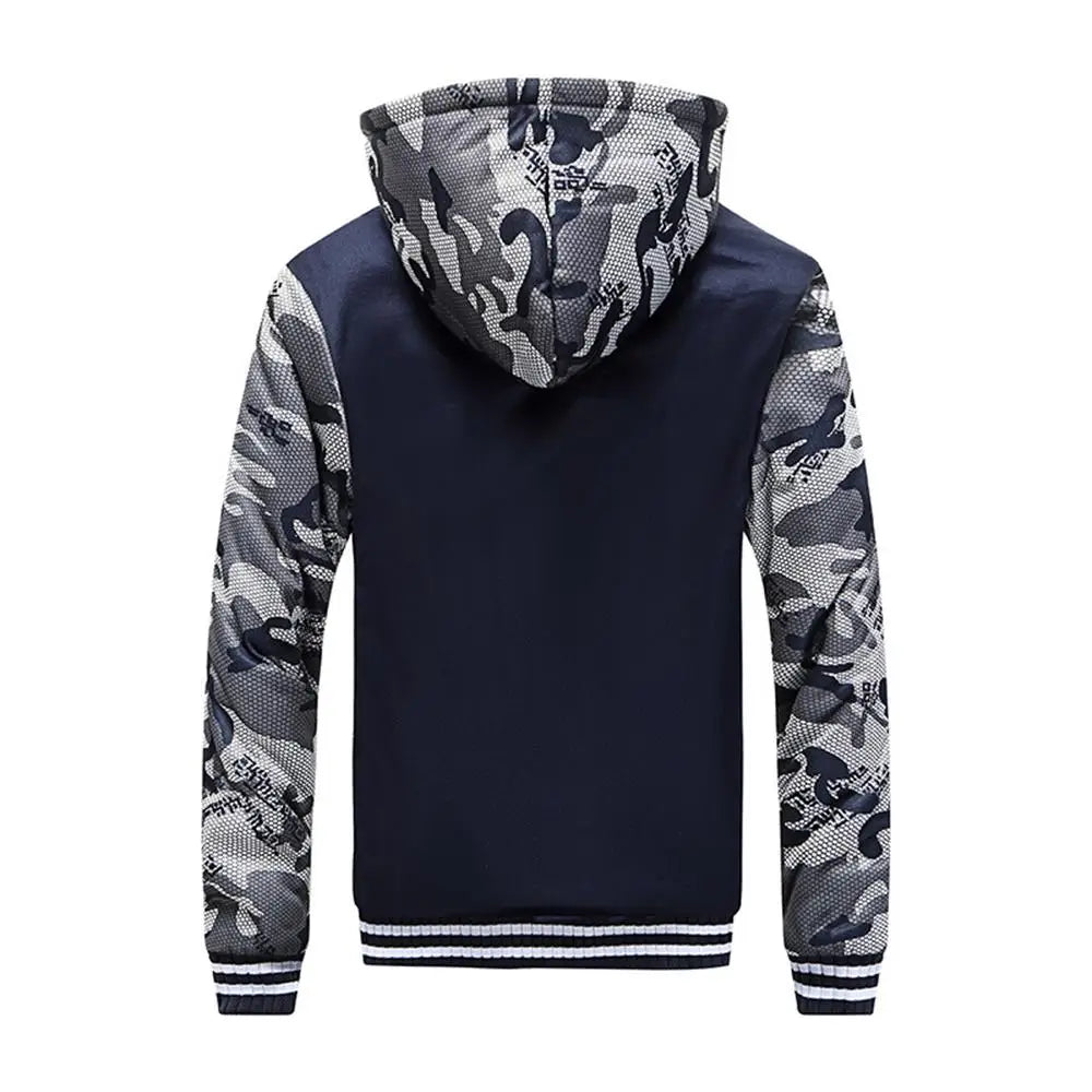 Chaqueta de Invierno con Capucha para Hombre - Camuflaje Forro Polar