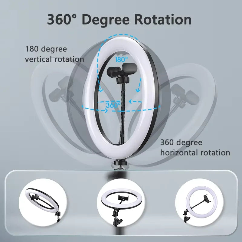 Luz de Video de 26CM, Anillo de Luz LED Regulable para Selfies, Lámpara de Anillo USB con Soporte de Trípode Opcional para Grabación de Video y Maquillaje