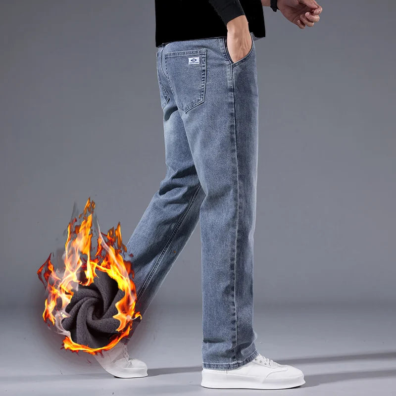 Pantalones Vaqueros de Lana para Hombre, Terciopelo, Recto Clásico