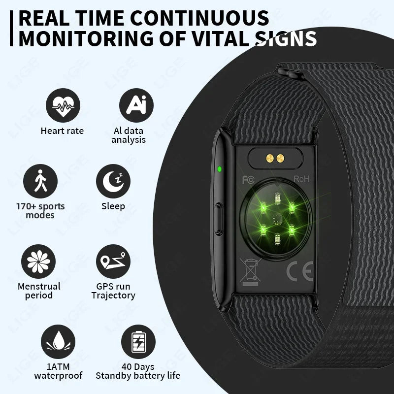 Pulsera inteligente LIGE sin pantalla con GPS y monitor de salud