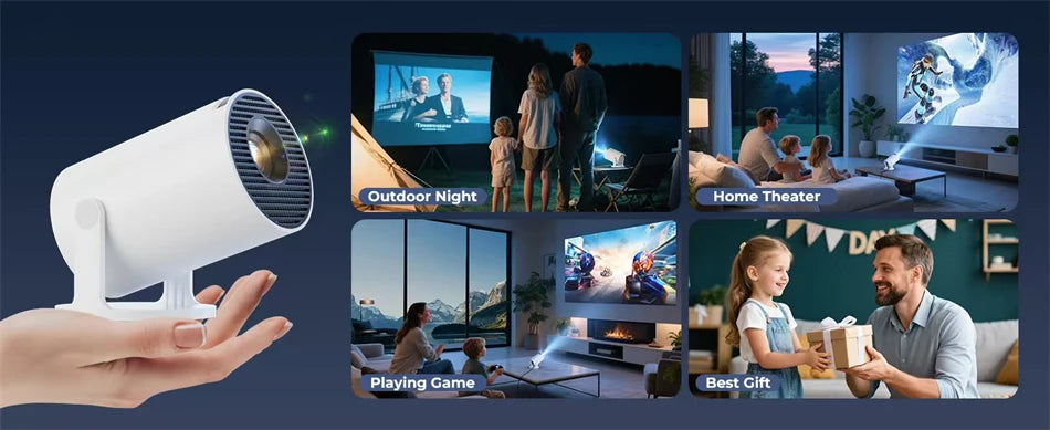 Nuevo Proyector HY300 2026, 4K, Android 11, Wifi6, 290ANSI, Allwinner H713, BT5.0, 1080P, 1280*720P, Cine, Portátil para Exteriores ﻿