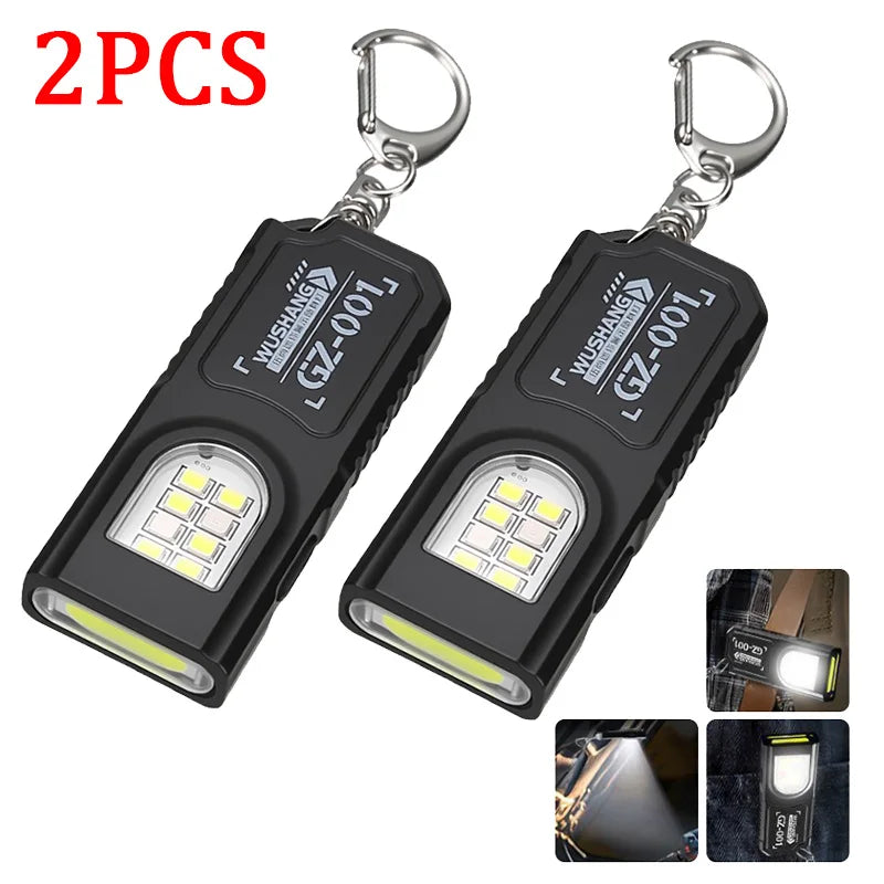 Linterna Mini LED COB Llavero Recargable USB con Imán y Clip