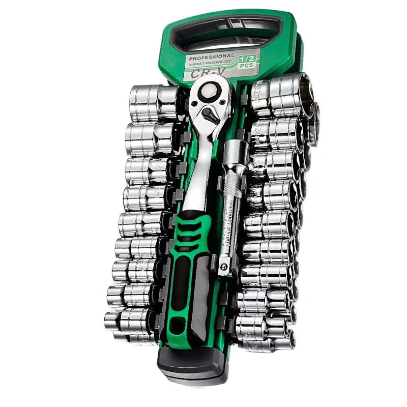 Juego de casquillos 72Drive 1/4 "-3/8"-1/2", llaves de trinquete, casquillos compactos para reparación de automóviles, herramienta mecánica para reparación de automóviles
