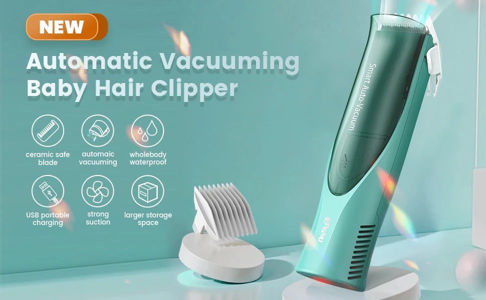 ENSSU-cortadora de pelo al vacío para niños pequeños, Kit de corte de pelo inalámbrico de dos modos, cortadora de pelo recargable