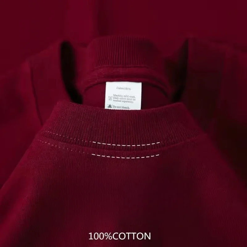 Camiseta Pesada de Algodón 425g para Hombre, Cuello Redondo