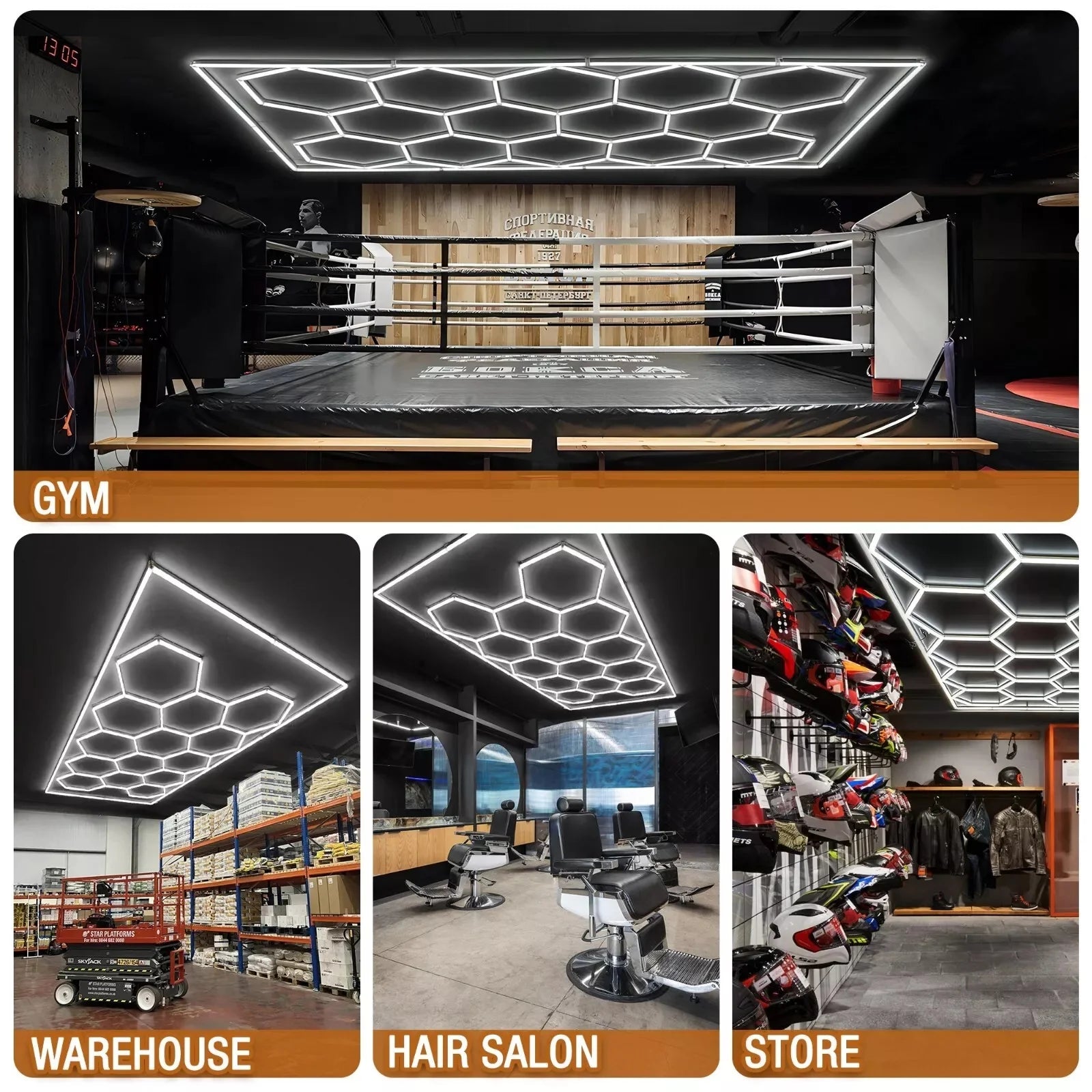 Luz LED hexagonal para garaje, 50000H, 6500K, ultrabrillante, para el hogar, gimnasio, barbería, detallado de coches, Bar, sótano, taller, iluminación de techo
