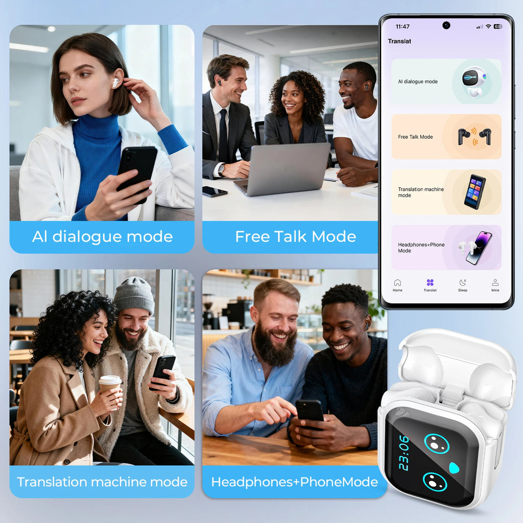 Auriculares inalámbricos Bluetooth originales HTC NE20, auriculares internos con traducción por IA, pantalla táctil multifunción LED, auriculares con reducción de ruido