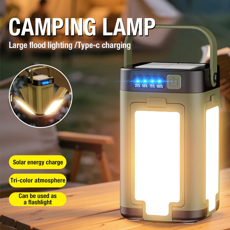 Lámpara LED Portátil con Carga Tipo-C para Camping y Exterior