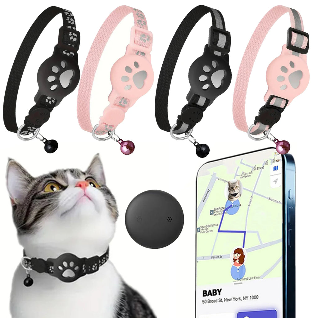 Localizador Electrónico de Mascotas para iOS y Android, Rastreador de Mascotas Impermeable con Campana, Solución de Rastreo, Collar Inteligente para Gatos Pequeños a Grandes