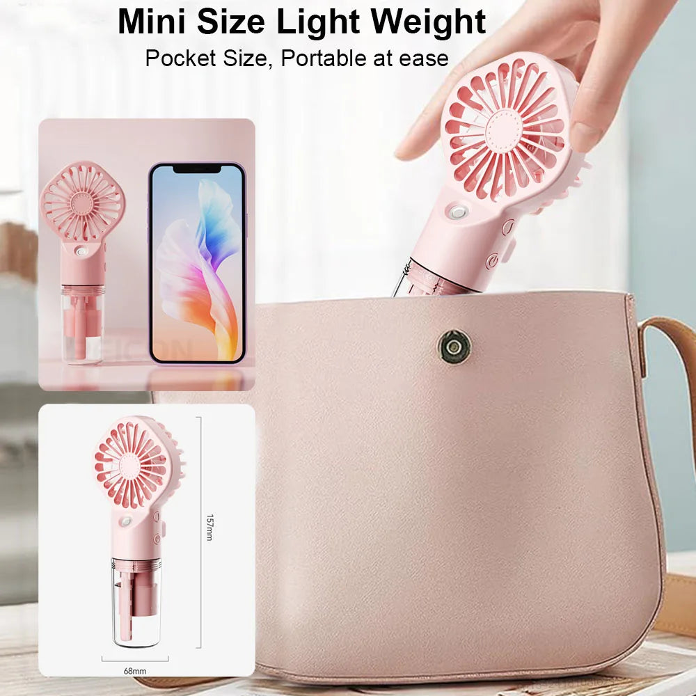 Ventilador de Mano con Rociador de Agua USB