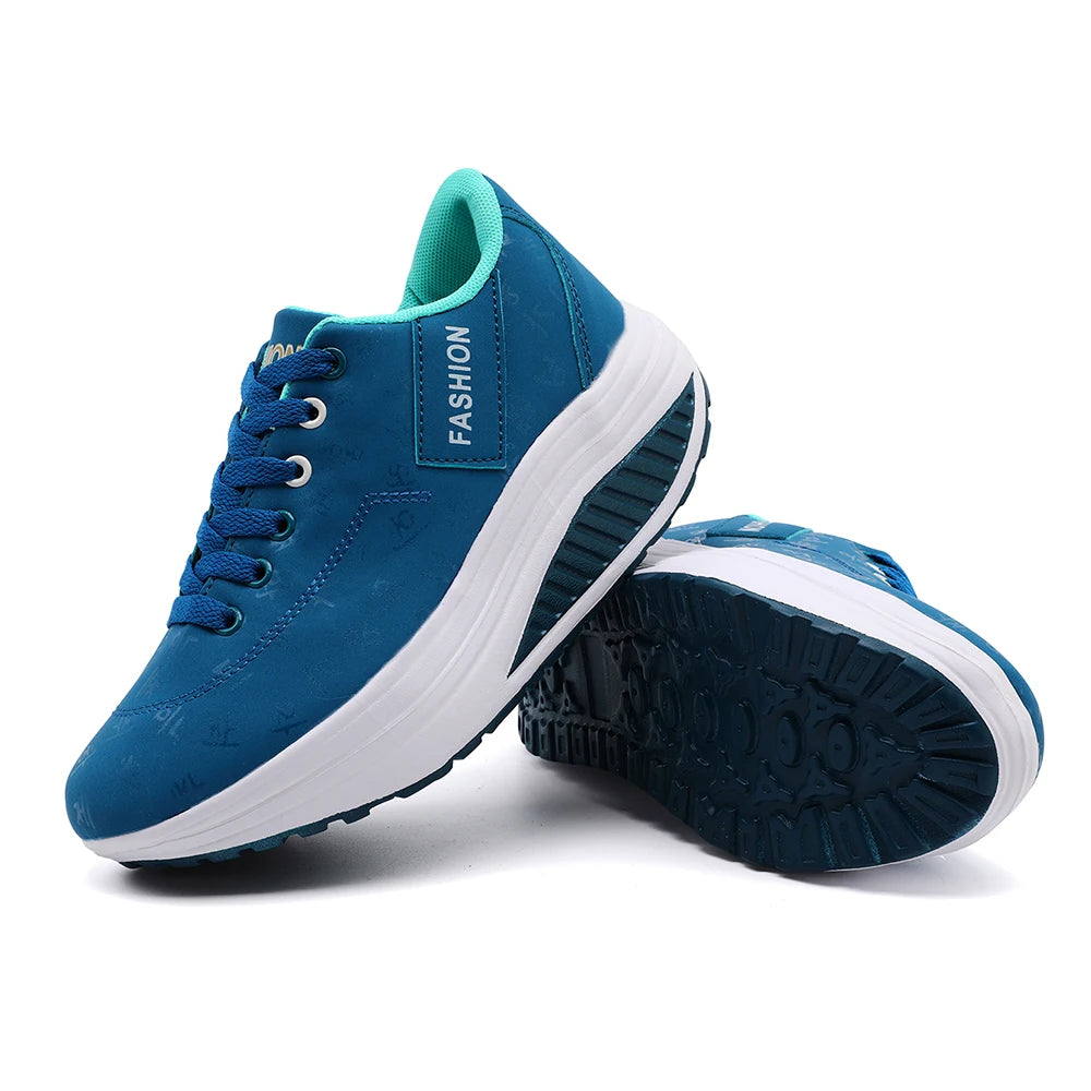 Zapatillas de Cuña para Mujer - Transpirables, Suela Gruesa y Cordones