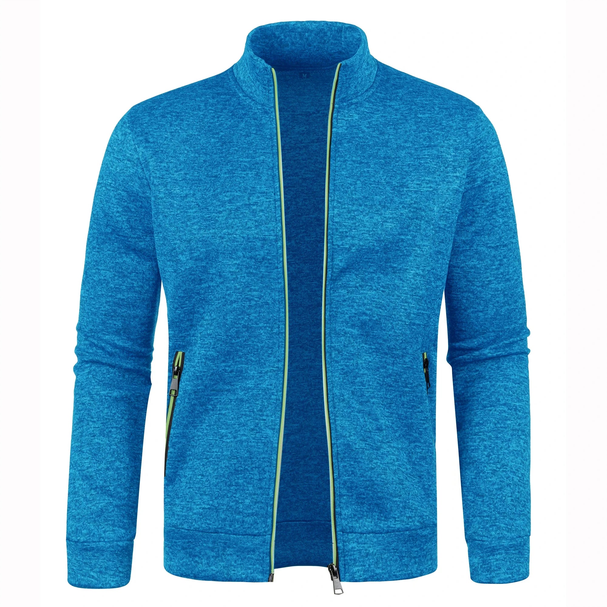 Otoño e Invierno, nuevo suéter largo con cremallera y mangas de bloque de Color para hombre, suéter fino de felpa, chaqueta informal ajustada, abrigo cómodo