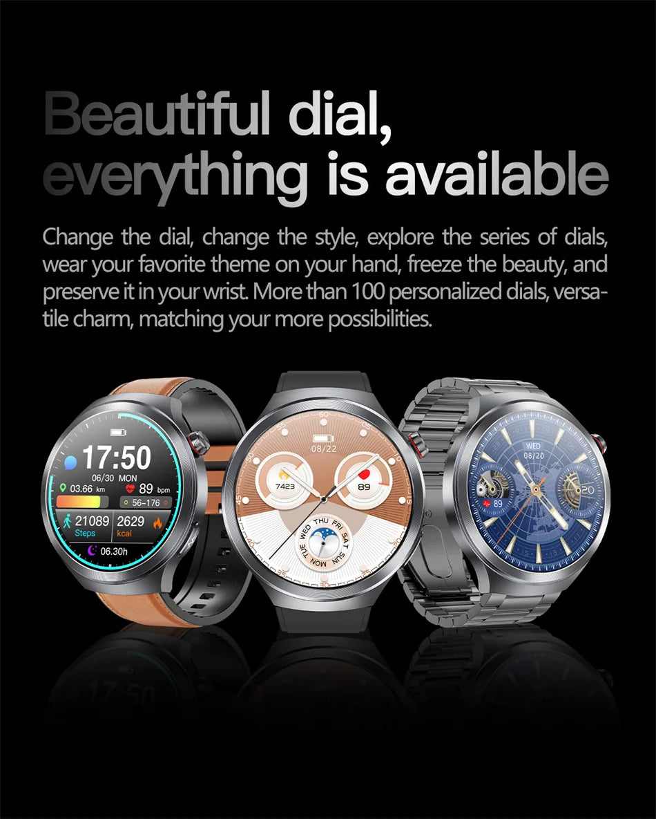 Nuevo Reloj Inteligente con Pantalla de Cristal de Zafiro de 1.73 Pulgadas, Monitor de Salud, Ácido Úrico, Grasa en Sangre, Presión Arterial, ECG+PPG, Análisis Corporal, para Hombre