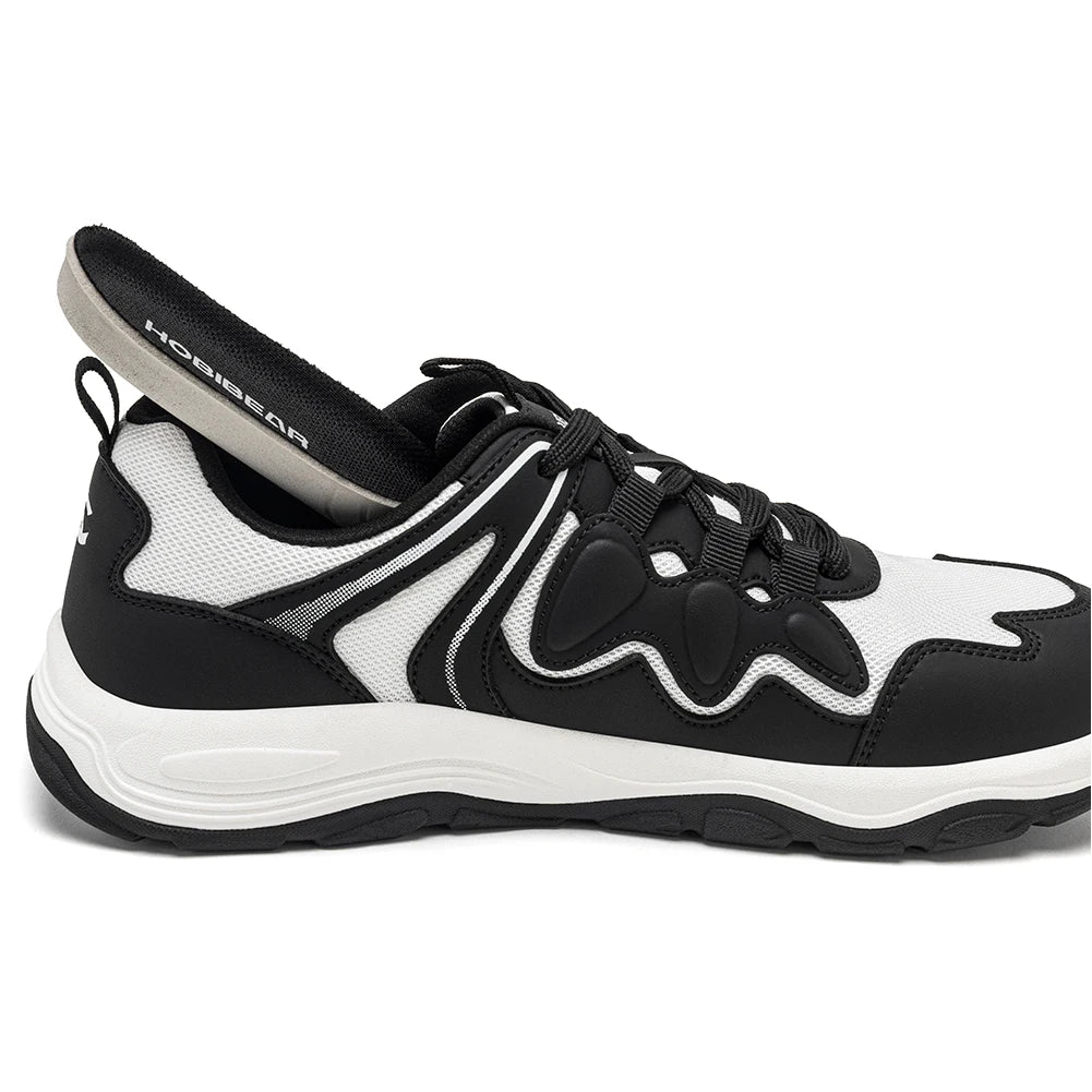 HOBIBEAR Zapatos para caminar con punta ancha, unisex, zapatillas deportivas para exteriores, de cuero artificial, con malla, con cordones, para aumentar la altura, para correr