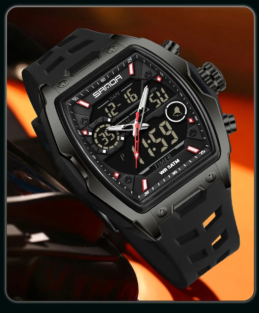 Reloj Deportivo Digital SANDA 6235 para Hombre con LED y Pantalla Dual