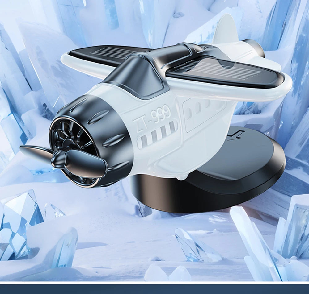 Mini avión con energía Solar, fragancia sólida, consola central para coche, adorno para salpicadero 360 °   Aire más fresco giratorio para aviones creativos