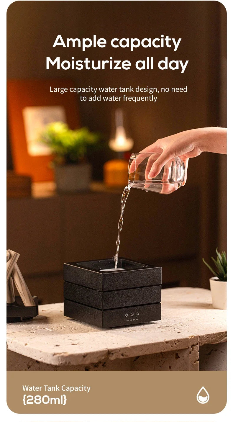 Difusor de Aroma de llama de 280ml, humidificador de aire USB, luz de ambiente colorida y Control remoto, difusor de Aroma de aceite esencial de hoguera