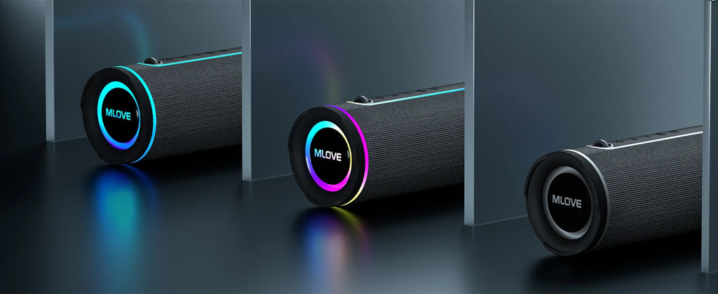 MLOVE Altavoz Bluetooth Dual RGB IPX7 TWS