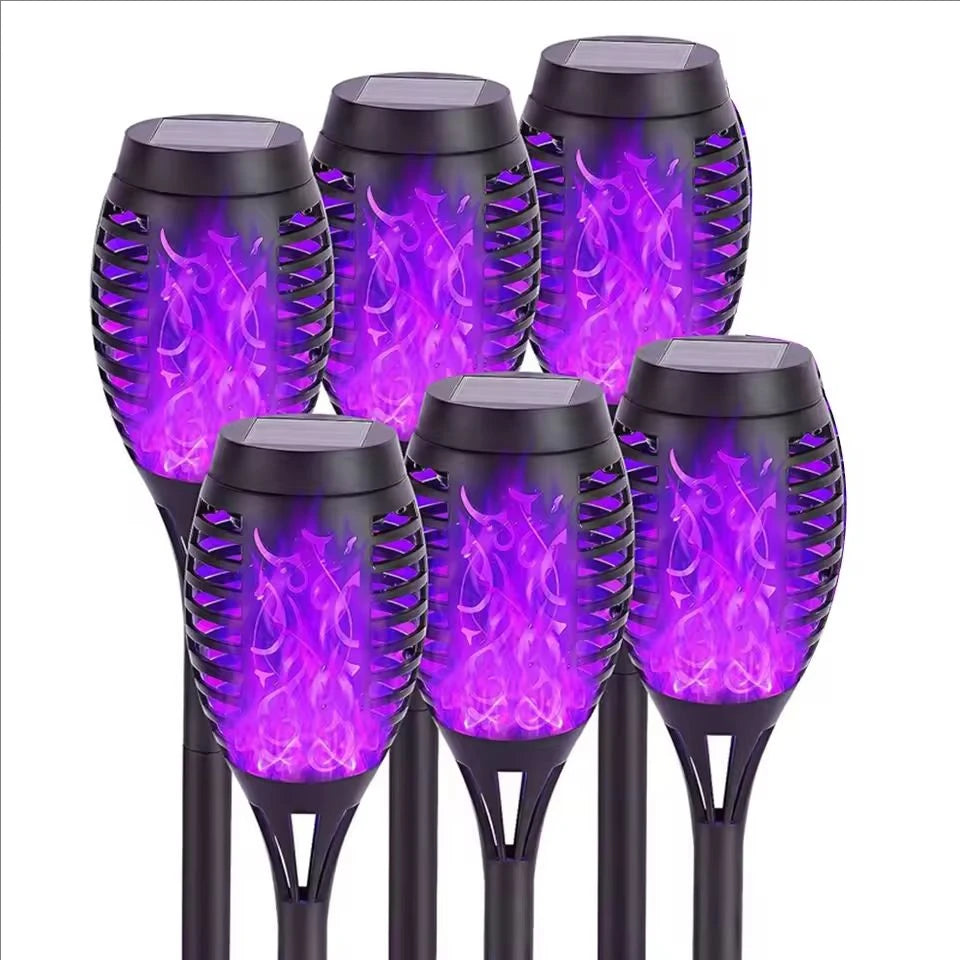 Luces Solares Antorcha Llama Solar RGB 12LED para Jardín Pack x6