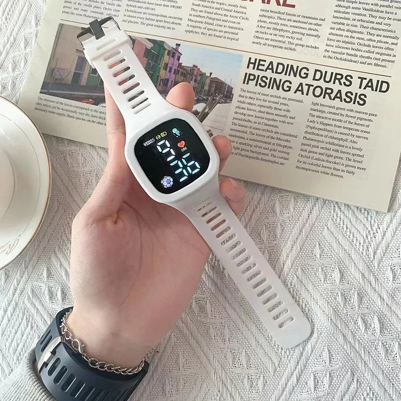 Reloj infantil con orejas de gato y pulsera, reloj digital impermeable, reloj deportivo electrónico LED para niñas, niños, estudiantes, regalo para niños