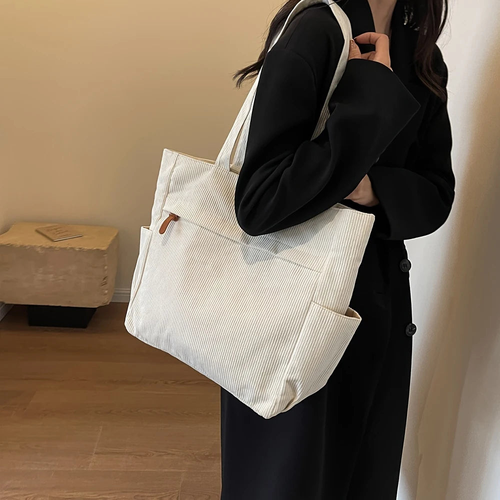 Bolso de Lona Polar de Gran Capacidad para Mujer