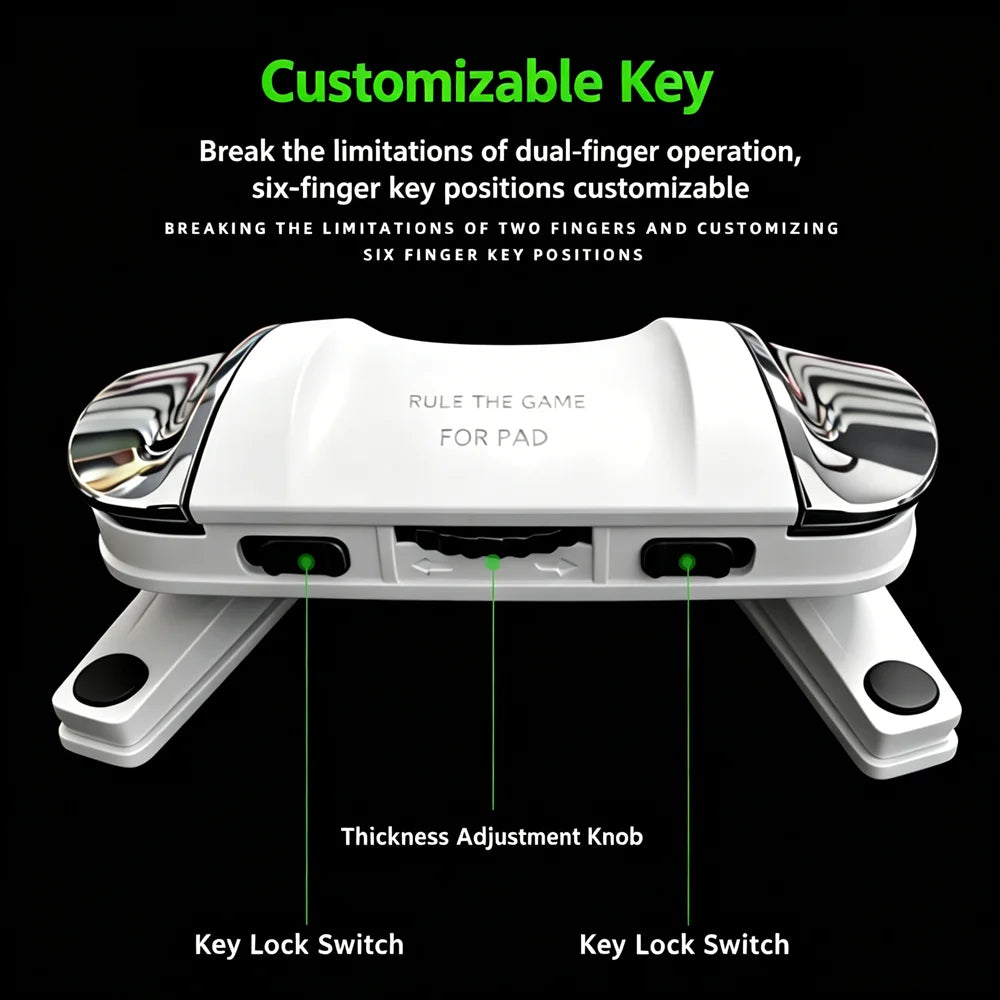 Controlador de juegos para tableta P1, 6 dedos, alta frecuencia, sensible al clic, comodidad ergonómica, grosor ajustable, silicona antideslizante