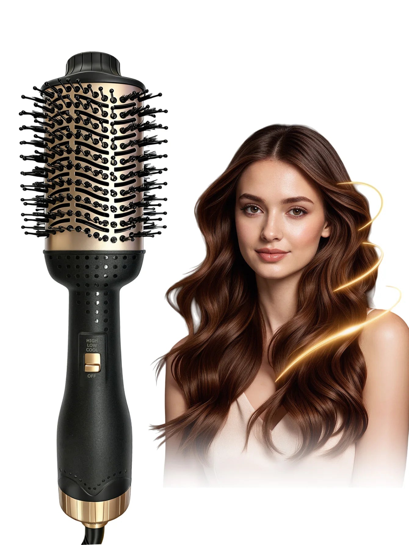 Cepillo de Aire Caliente para Rizar y Alisar el Cabello, Cepillos Eléctricos para el Cabello, Peine Caliente, Rizador Profesional, Cepillo Térmico Anti-Quemaduras