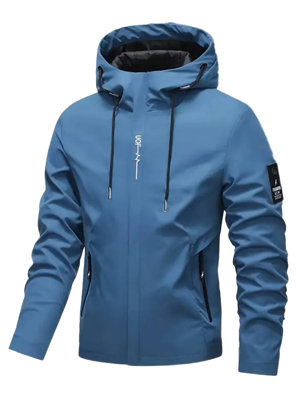 Chaqueta con Capucha para Hombre – Estampado Letras, Cierre Cremallera