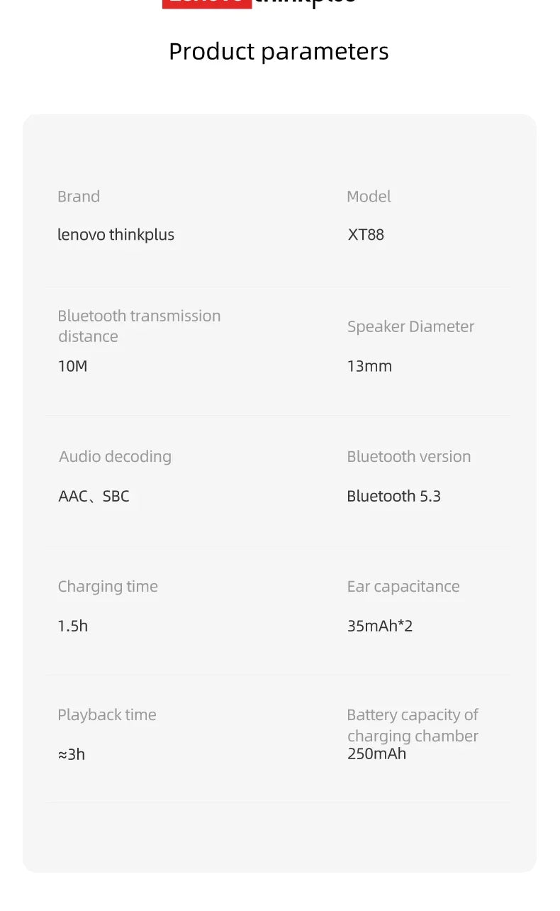 Lenovo XT88 Auriculares TWS Bluetooth 5.3