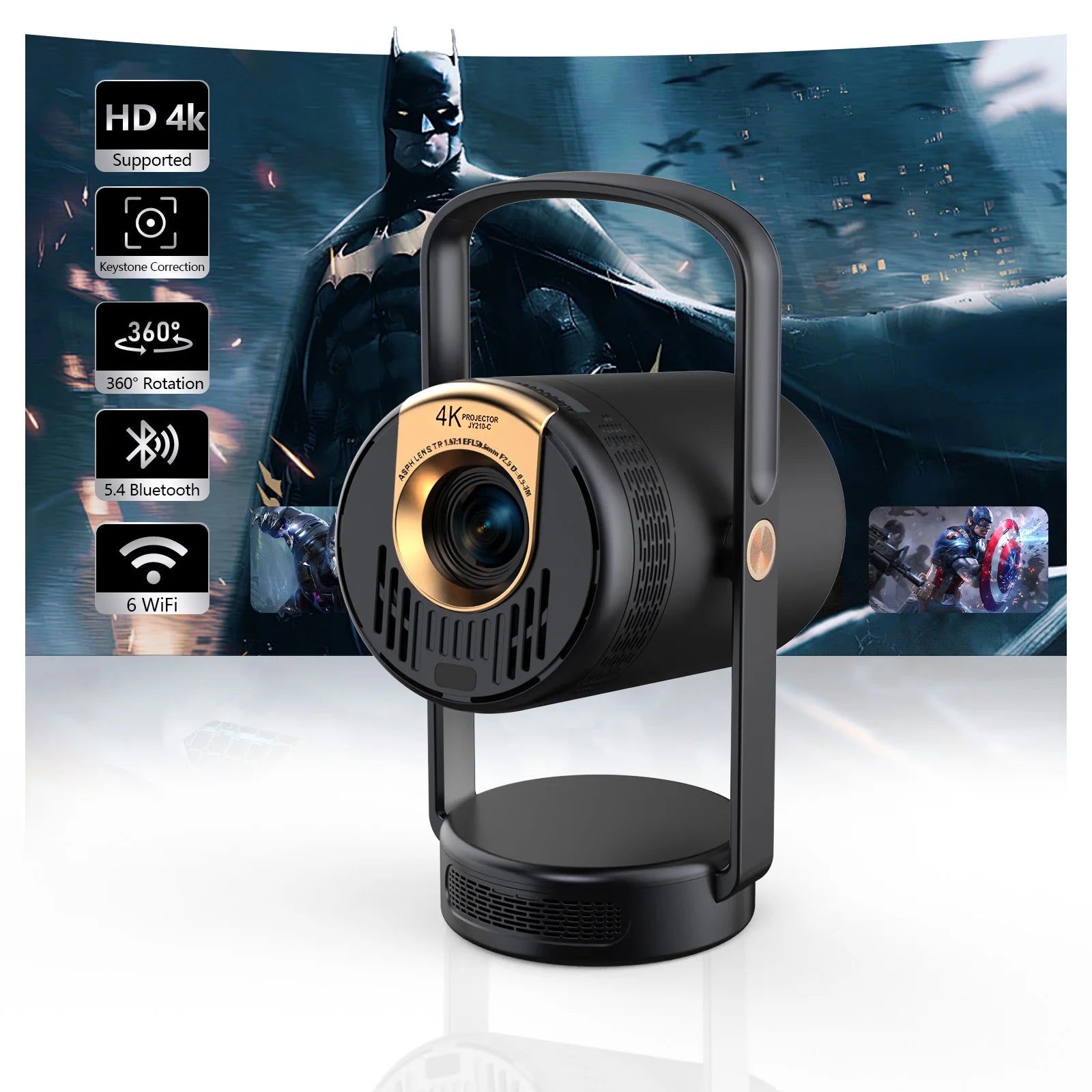 Proyector inteligente portátil H96 Max 1080P con decodificación 4K