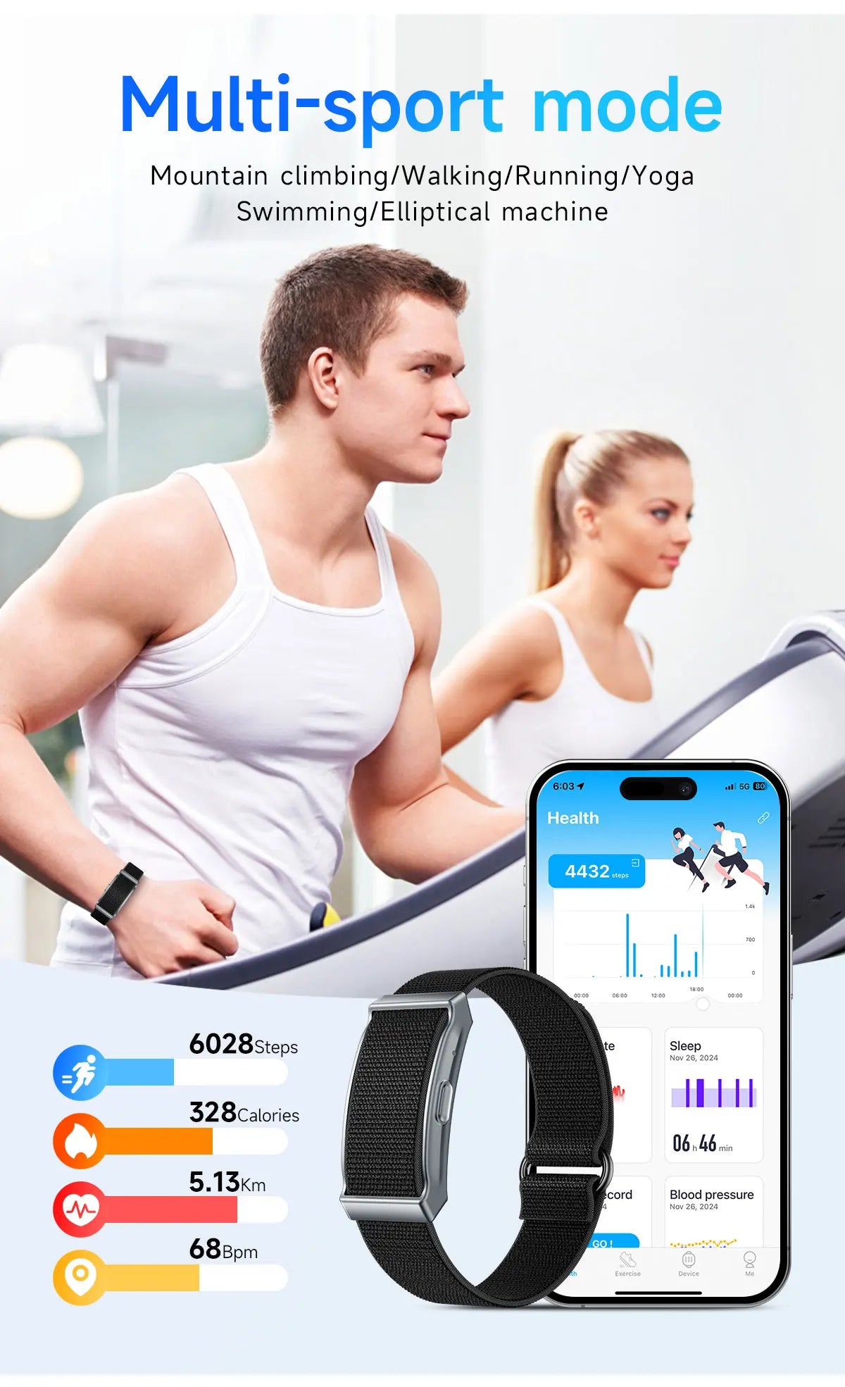 LIGE Reloj Inteligente sin Pantalla IP68