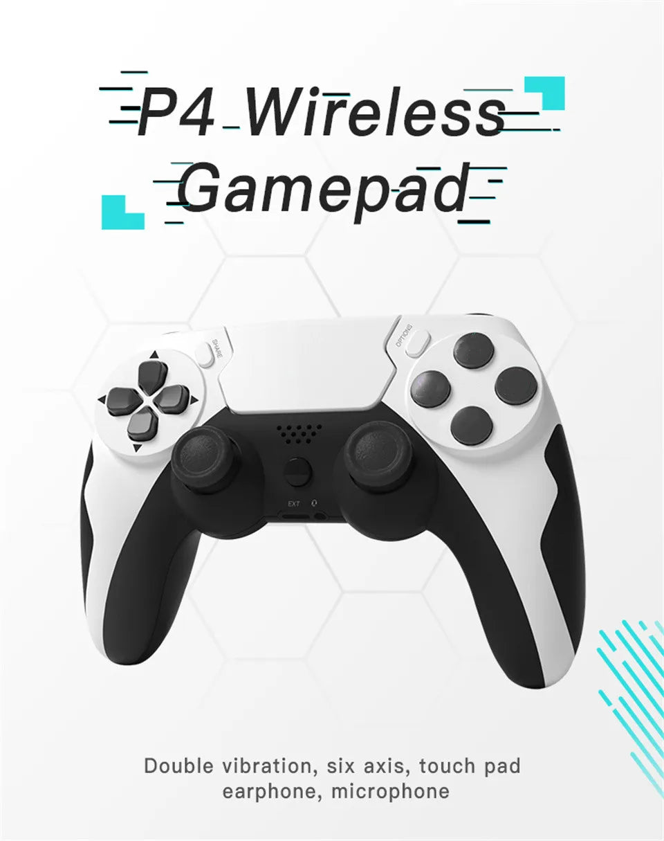 GAMINJA-mando inalámbrico con Bluetooth, doble vibración, 6 ejes, panel táctil, micrófono, puerto de auriculares para PS4, PS3, PC