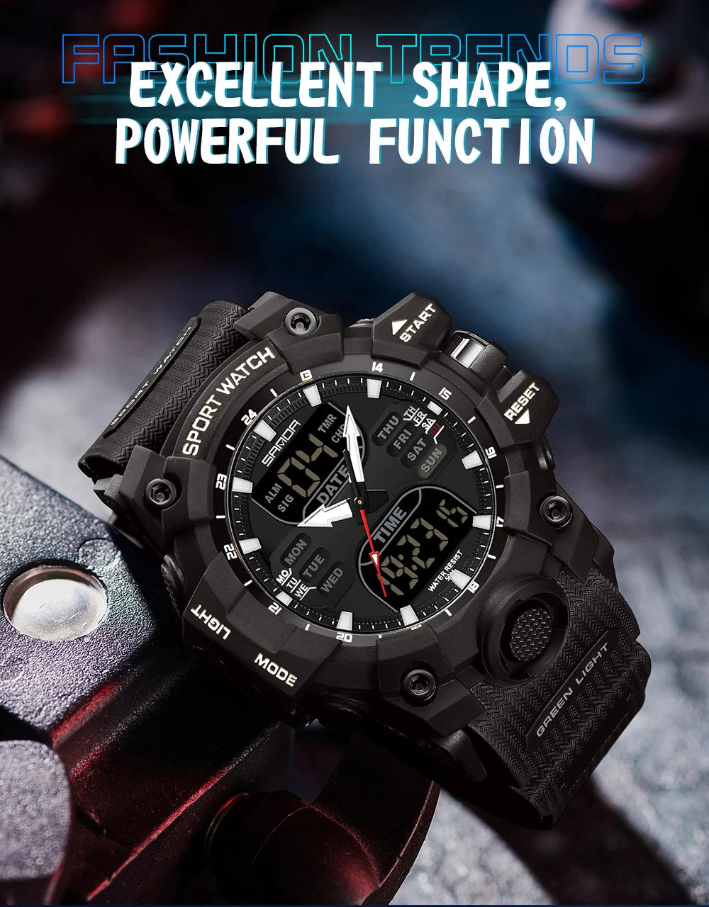 Reloj Deportivo Digital SANDA para Hombre con Doble Pantalla LED y Alarma