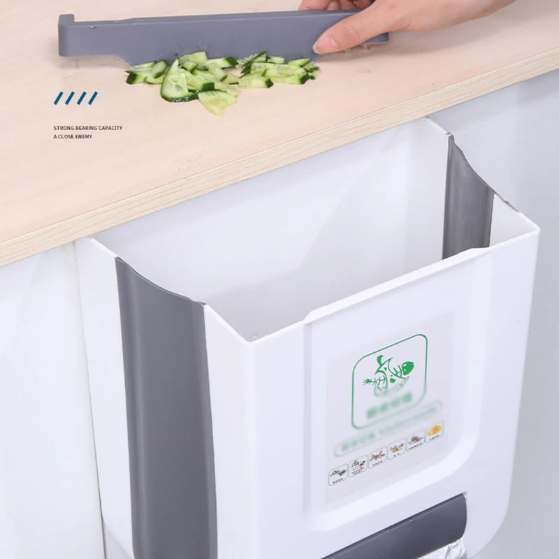 Cubo de basura plegable para cocina, cubo de basura montado en la pared, cubo de basura para puerta de armario de cocina, cubo de basura plegable para vehículos
