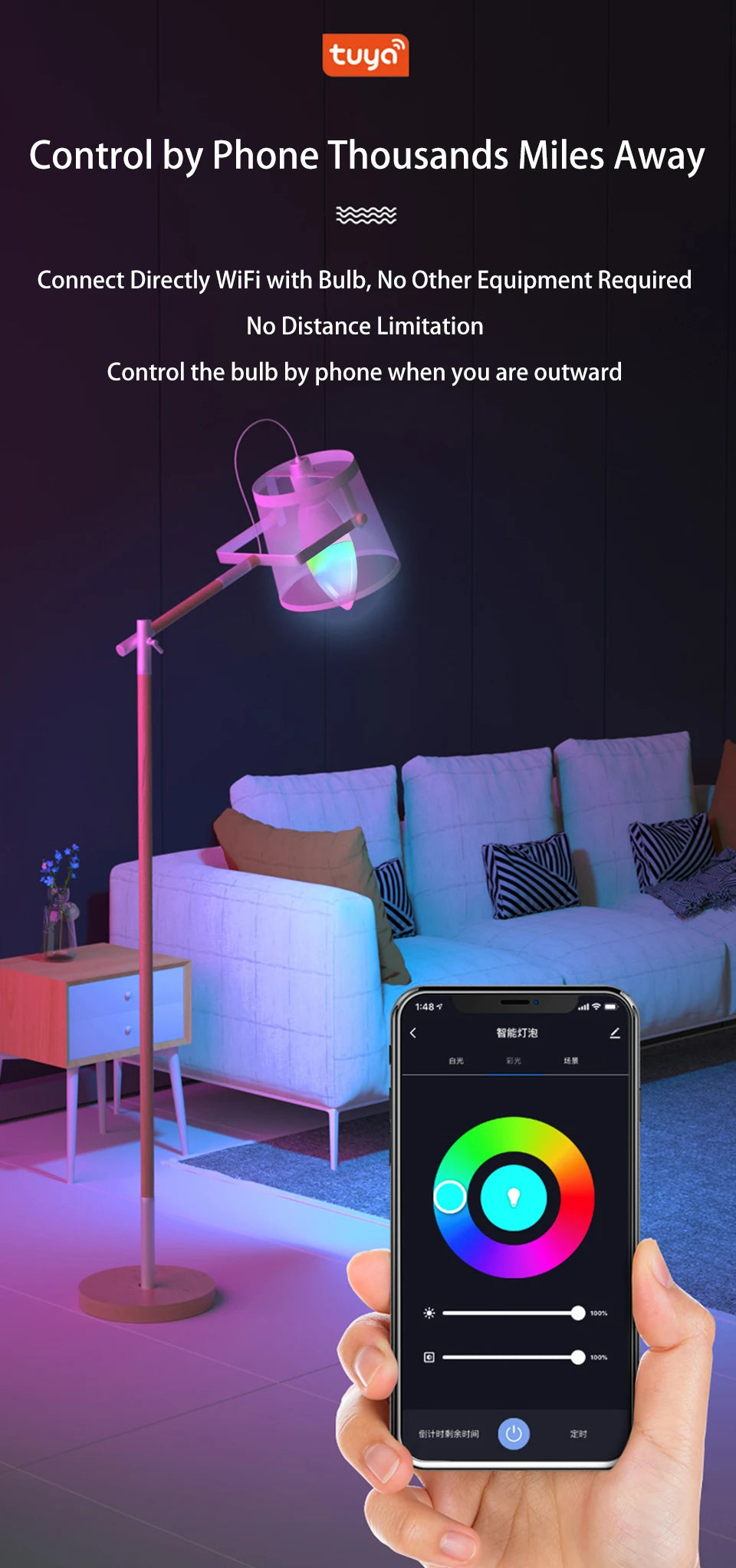 Bombilla LED Inteligente Tuya WiFi RGB Regulable