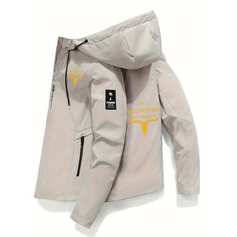 Chaqueta Estampada con Capucha para Hombre | Cierre Cremallera