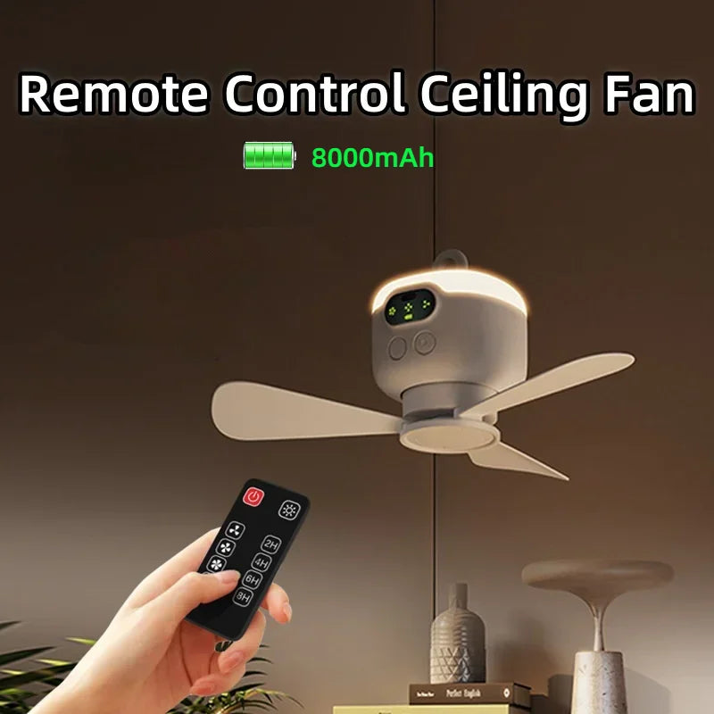 Nuevo ventilador de techo de viento grande recargable por USB, lámpara de noche con aspas extraíbles, iluminación de 8000mAh \ 12000mAh de capacidad, ventilador para exteriores para el hogar