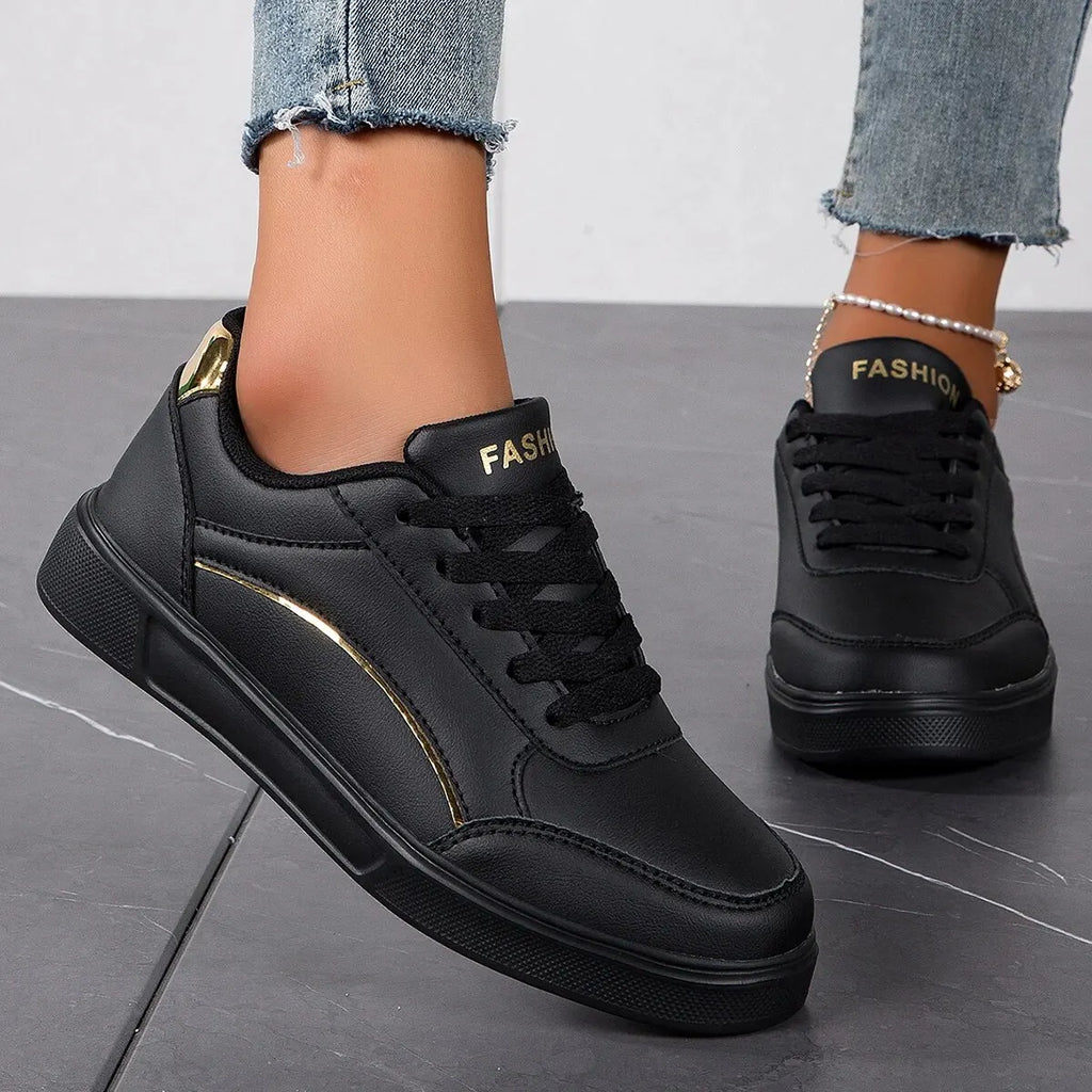 Zapatillas Deportivas Casuales de Mujer — Cuero Sintético, Suela Antideslizante