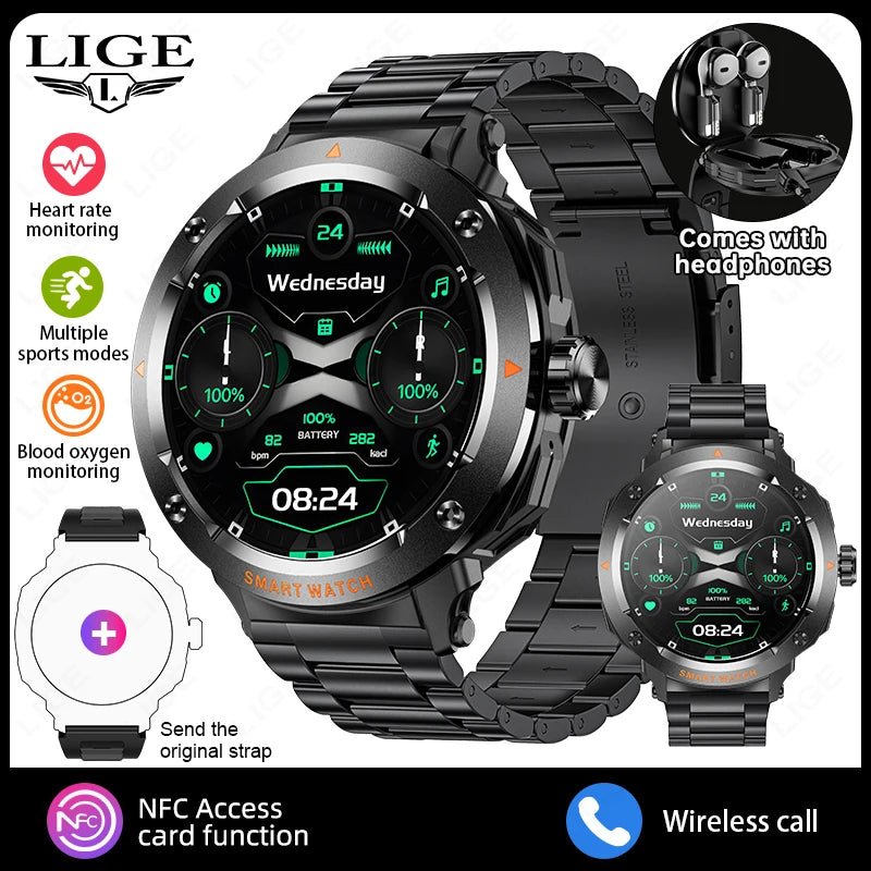 Smartwatch LIGE 2 en 1 con auriculares TWS Bluetooth, NFC y rastreador deportivo