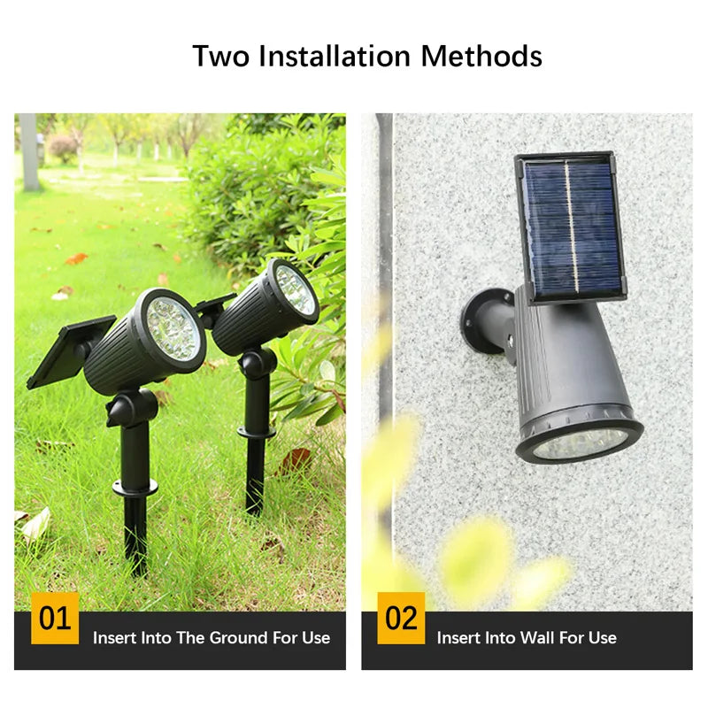 Foco Solar 9 LED Impermeable para Jardín con Brillo Ajustable y Luz RGB