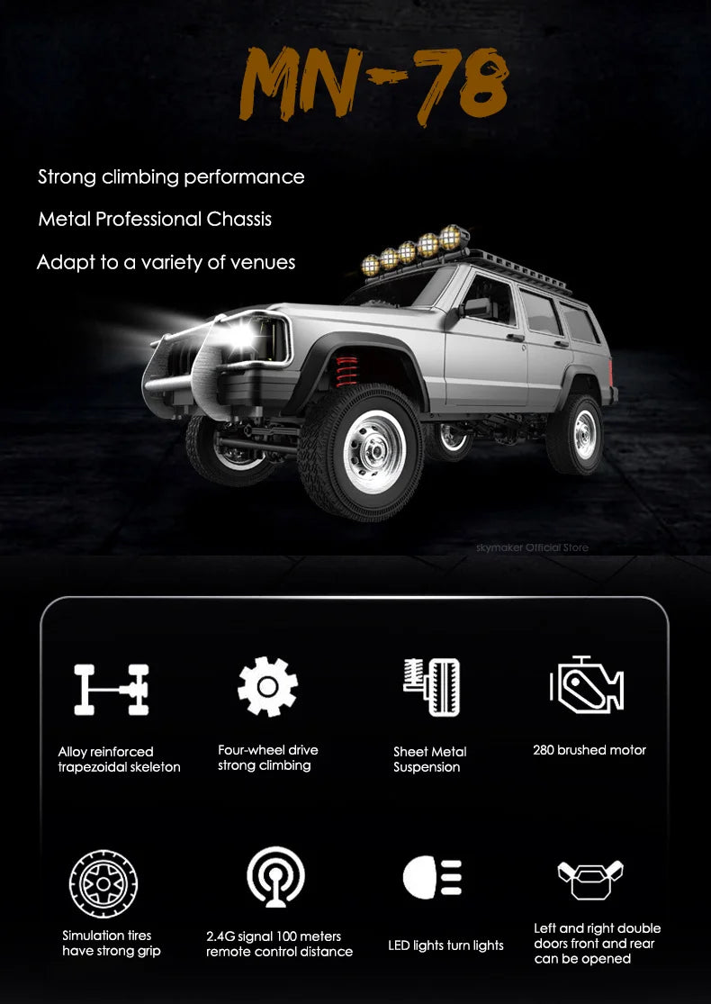 MN MN99S MN78 MN98 MN99 D90 1/12 RC coche 2,4G Control remoto 4X4 todoterreno luz LED 4WD escalada RC camión coche de juguete regalo para niño