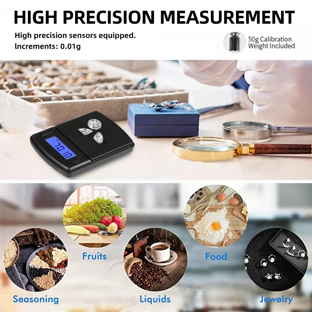 Báscula Digital de Precisión 500g LCD Portátil