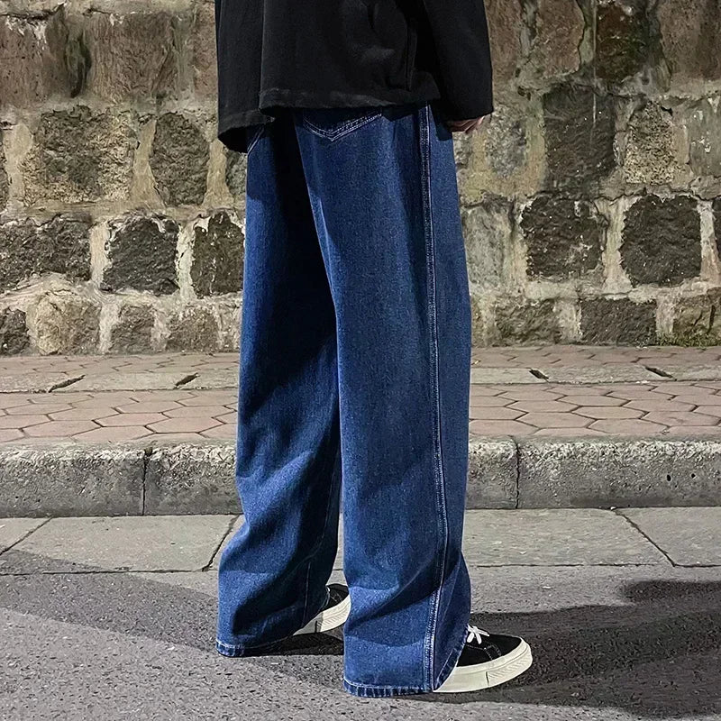 Pantalones Vaqueros Coreanos Sueltos, Estilo Calle, Pierna Ancha