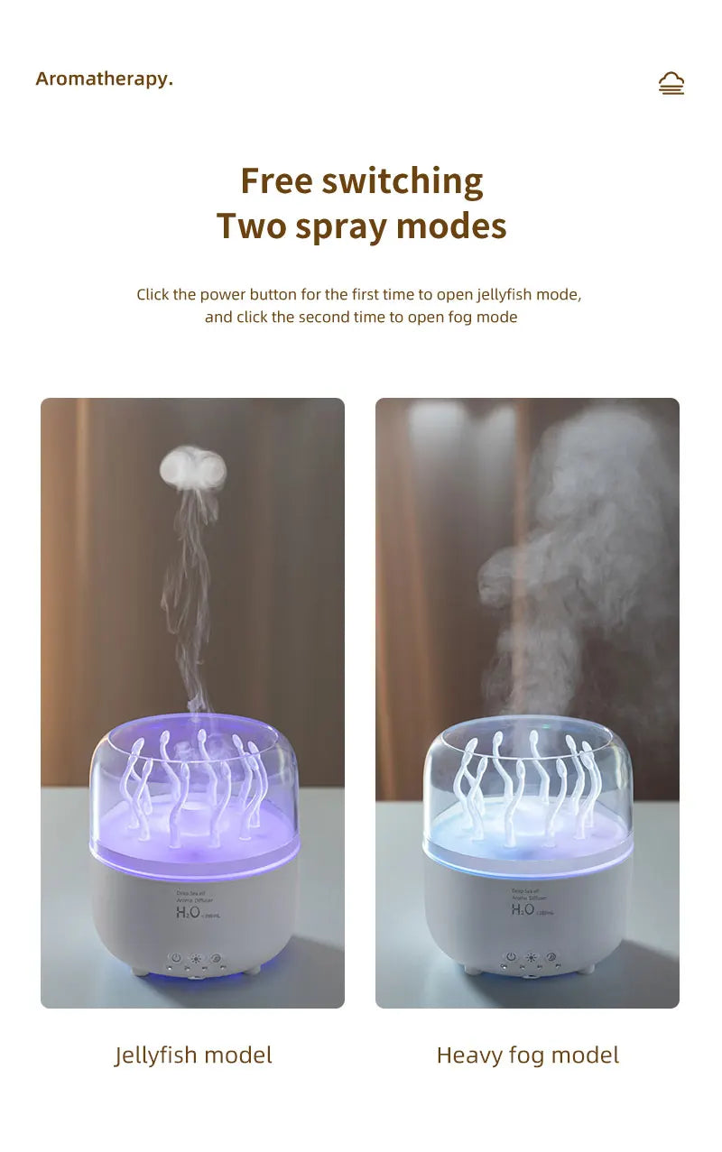 Humidificador de aire para dormitorio, difusores de aromaterapia ultrasónicos giratorios de hierba marina de 280ML, generador de niebla, aroma de aceite esencial de fragancia