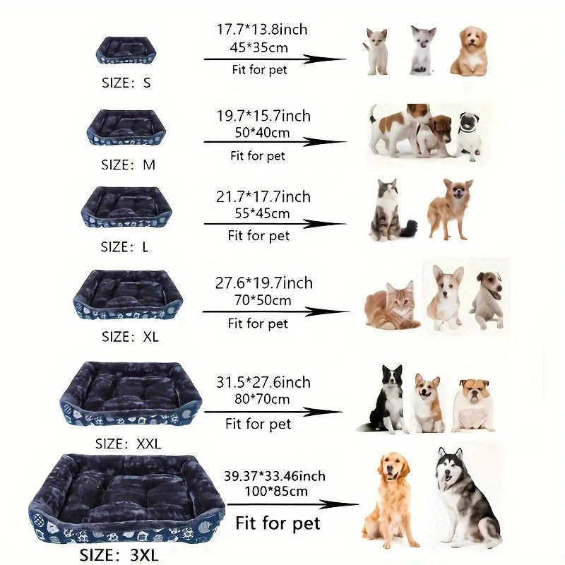 Cama Acolchada con Bordes para Perros y Gatos — Todos los Tamaños