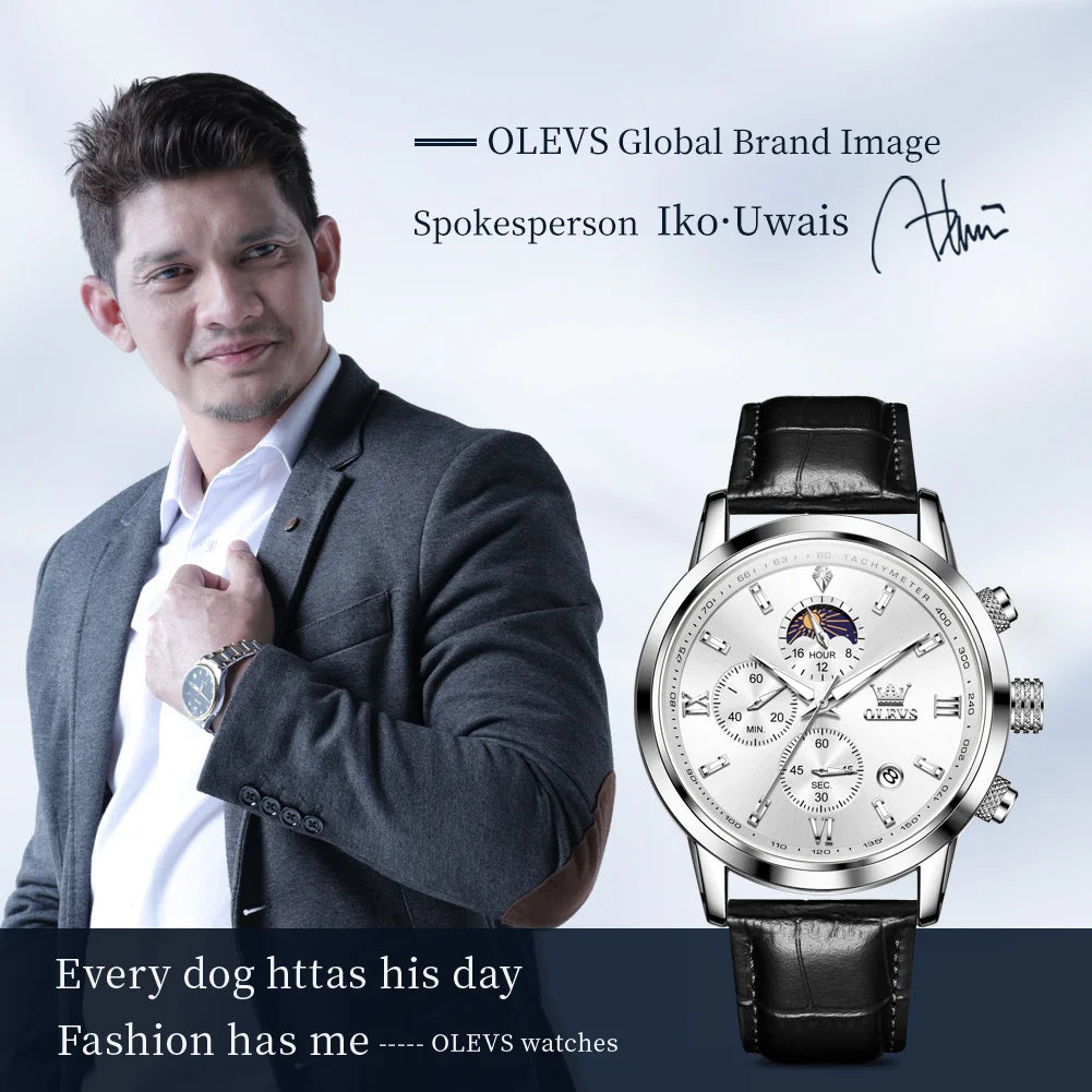 Reloj OLEVS Cronógrafo Fase Lunar de Cuarzo para Hombre