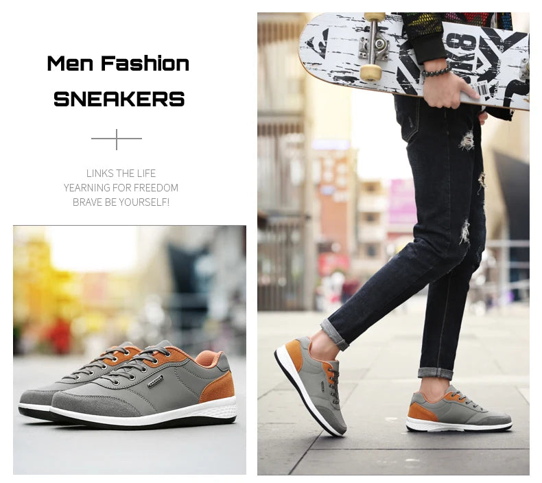 Zapatos YRZL para hombre, zapatillas impermeables para caminar para primavera y otoño, zapatos deportivos de cuero para hombre, zapatillas cómodas antideslizantes para hombre