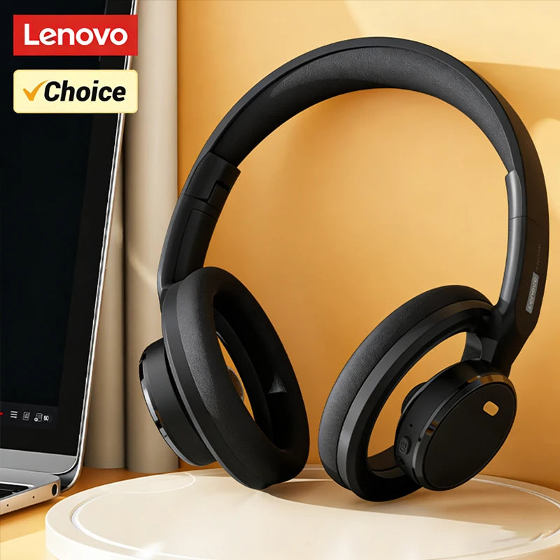 Choice Lenovo Auriculares para juegos inalámbricos Bluetooth 6.0, auriculares plegables deportivos sobre la oreja con micrófono HD, regalos LS116