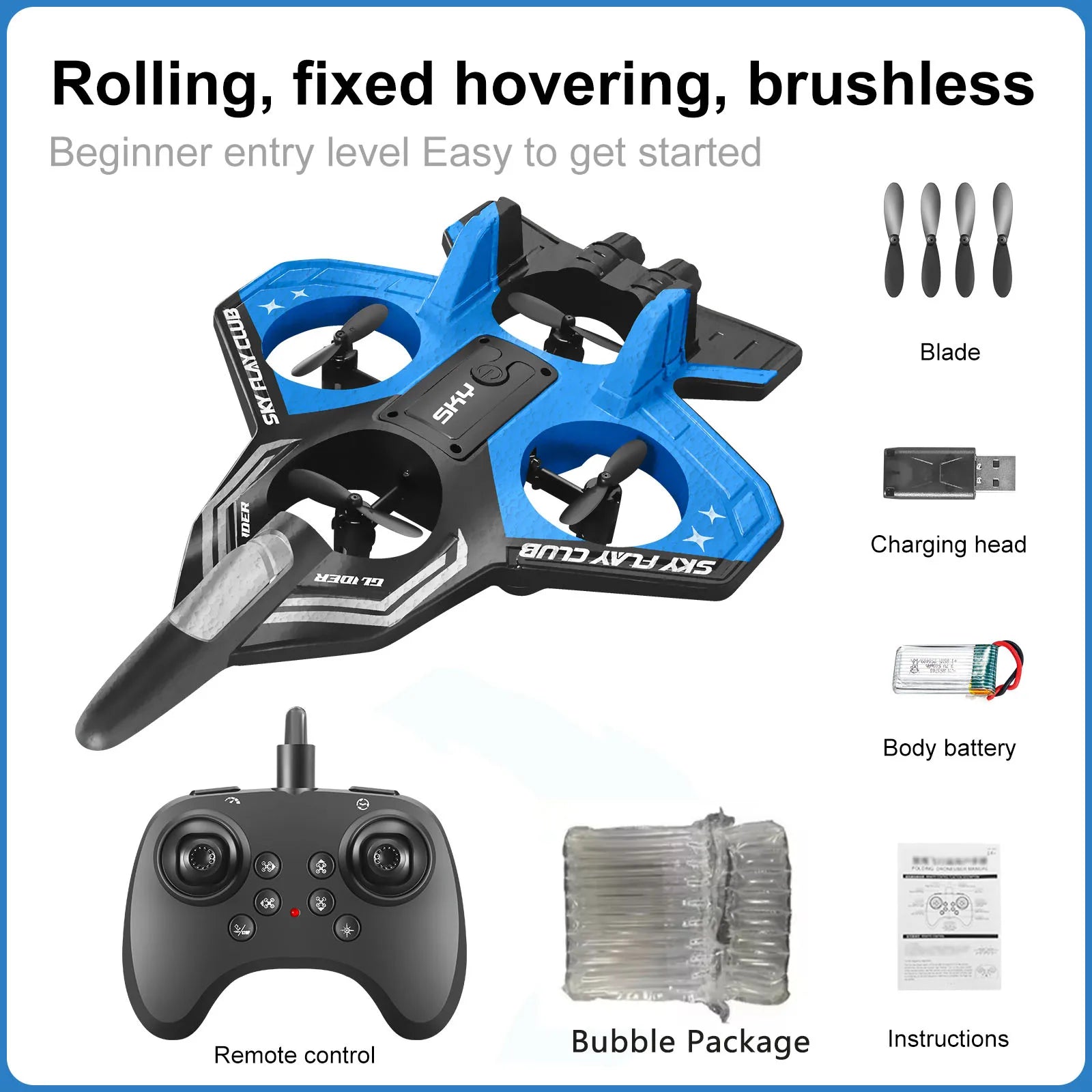 Dron RC Planeador YP3 con Luces LED y Control Remoto 2.4G